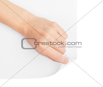 Hand turning blank page corner