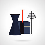 Power plant and towers flat vector icon