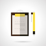 Clipboard and pen flat vector icon