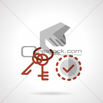 Hand with keys flat color vector icon