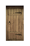 Old vintage wooden door on white background