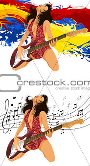Attractive girl with a guitar