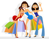 Three girls shopping