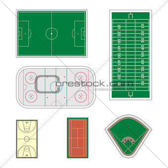 Set of sport fields, vector illustration.
