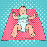 Surprised baby in diaper