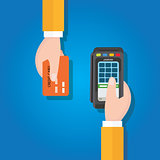 pay merchant hands credit card flat vector illustration payment edc electronic data capture transaction