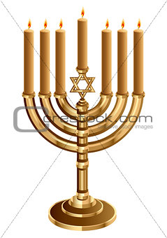 Hanukkah candleholder with 7 candles. Candlestick for 7 candles. Minor