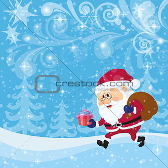 Santa Claus in Christmas Forest
