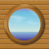 Sea in a ship window