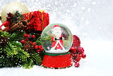 Christmas background with snow globe