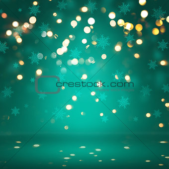 Christmas lights and snowflake background