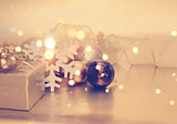 Christmas background with gift and decorations