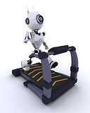 Robot at the gym running on a treadmill