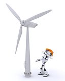 Robot with wind turbine
