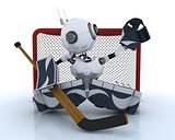 Robot playing ice hockey
