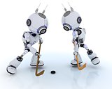 Robots playing ice hockey