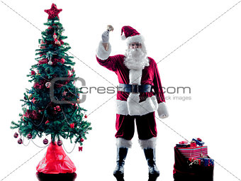 santa claus christmas tree silhouette isolated