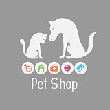 Cat and dog sign for pet shop logo and what they needs for pet salon