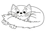 Cartoon plump kitty, vector illustration of funny cute cat, coloring book