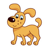 Cartoon smiling golden puppy, cute funny naughty dog