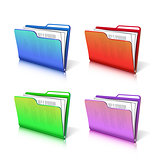 Set of colorful  transparent folder with papers.