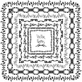 Set of vector decorative elements. Square frames with hand drawn ornament