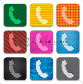Phone Handset sign on colorful app icons