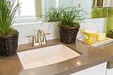 New Modern Bathroom Sink, Faucet, Subway Tiles and Counter 