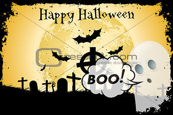Grungy Halloween Background with Bats