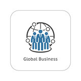 Global Business Icon. Flat Design.