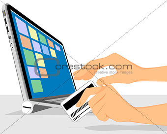 Online shopping with laptop