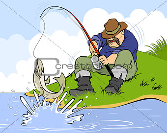 Fisherman and pike