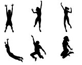 Six jumping teenagers
