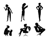 Six businesswomen silhouettes