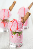 Strawberry ice cream in cups