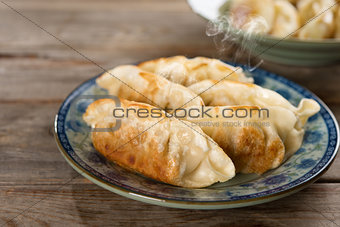 Asian meal pan fried dumplings