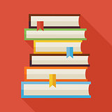 Flat Reading Books Knowledge Illustration with Shadow