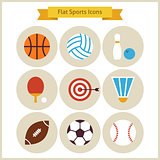 Flat Sport and Recreation Icons Set