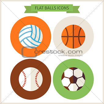 Flat Sport Balls Website Icons Set