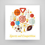 Flat Style Circle Vector Set of Sport Recreation and Competition