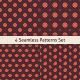 Four Vector Flat Seamless Music Vinyl Disc Patterns Set