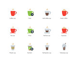 Hot Coffee Cup color icons on white background.