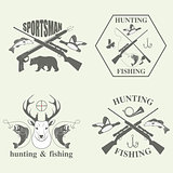 Set of vintage hunting and fishing