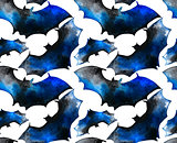 Watercolor bat seamless pattern