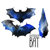 Watercolor bat silhouettes
