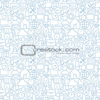 Thin Line Website Mobile User Interface White Seamless Pattern
