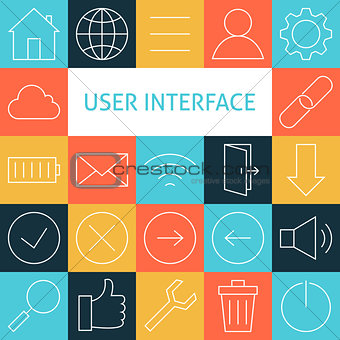Vector Line Art Modern Web and Mobile User Interface Icons Set