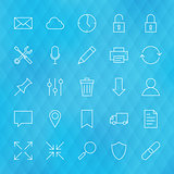 Website and Mobile User Interface Line Icons Set over Polygonal 