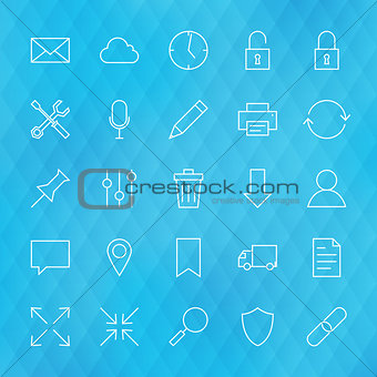 Website and Mobile User Interface Line Icons Set over Polygonal 