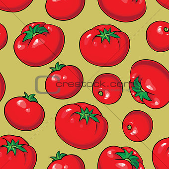 Vector seamless pattern with tomatoes